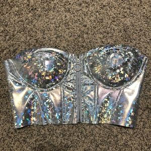 Holographic Zipper Corset
